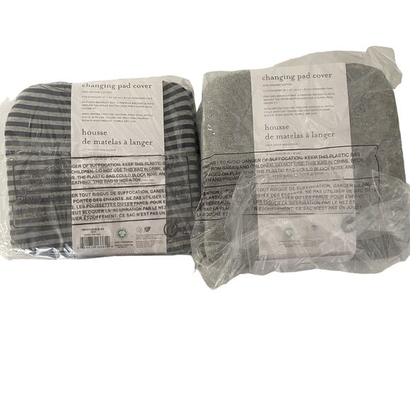 Burt's Bees Changing Pad Cover Baby Soft Organic Cotton Gray 16x33" NEW Lot Set - Picture 2 of 4